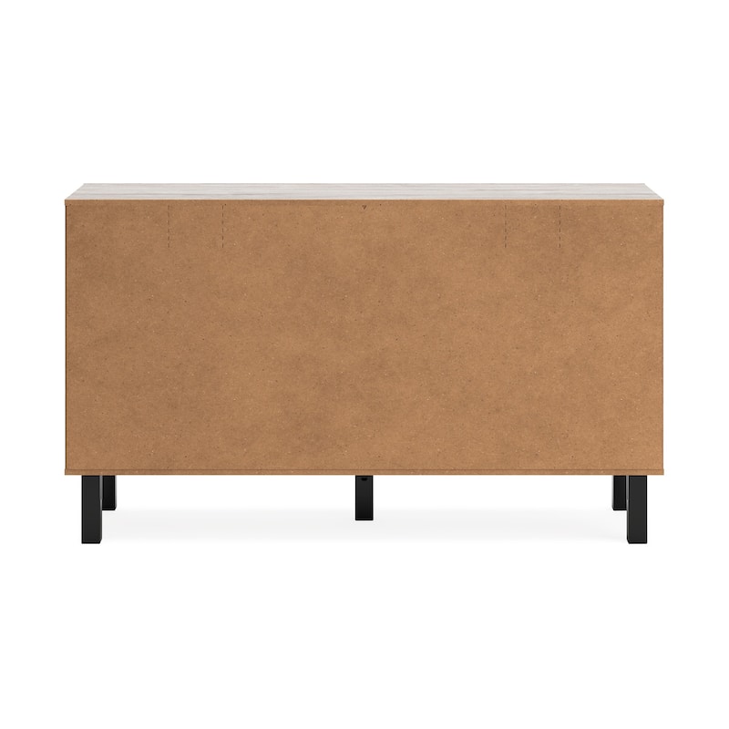Veso 62 Inch Wide Dresser, 6 Drawers, Modern Light Gray and Black