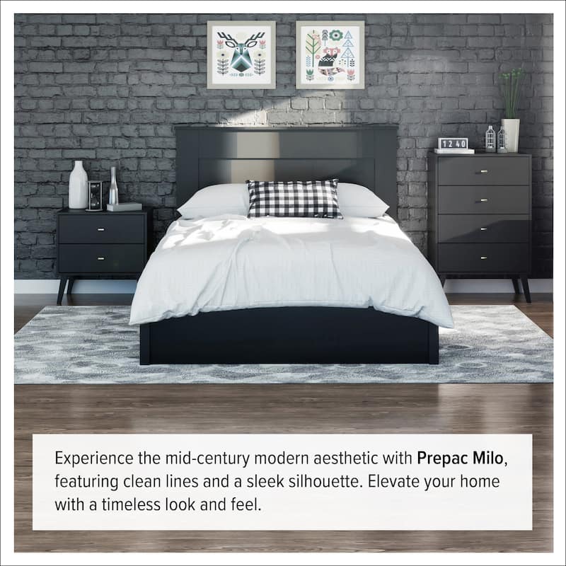Prepac Milo Mid-Century Modern 6 Drawer Double Dresser for Bedroom, Chest of Drawers, Contemporary Bedroom Furniture