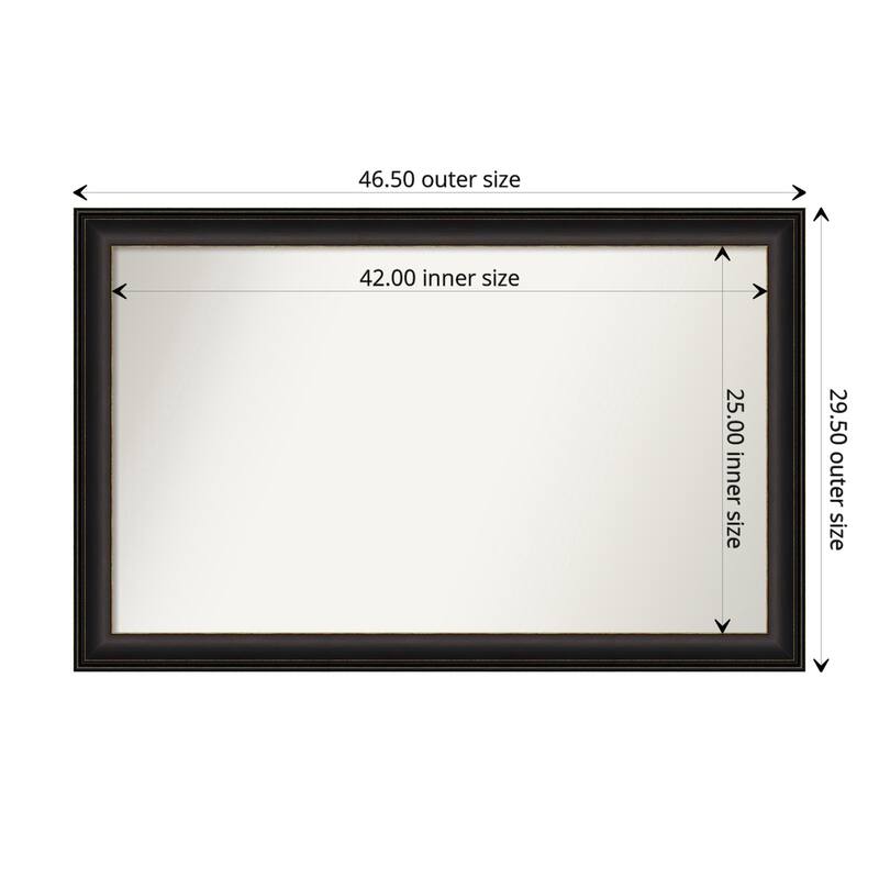 Trio Oil Rubbed Bronze Framed Non-Beveled Custom Wall Mirror, Bathroom Vanity Mirror - Outer Size: 46.5 x 29.5
