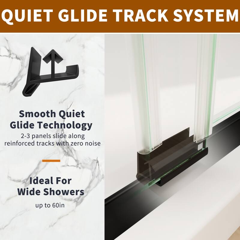 Modland 56-60"x70'' Adjustable Double Sliding Shower Door, 1/4" ANSI Glass with Nano Coating, Framed Bypass Enclosure