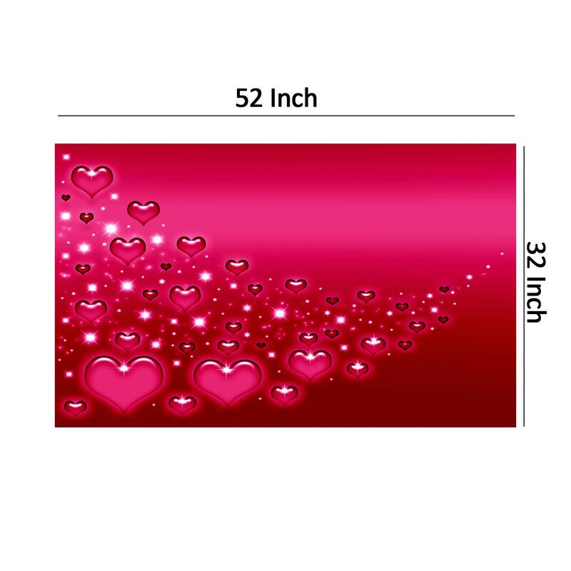 Contemporary Valentine Themed Rectangle Shape Wall Art, Red - 6 x 12