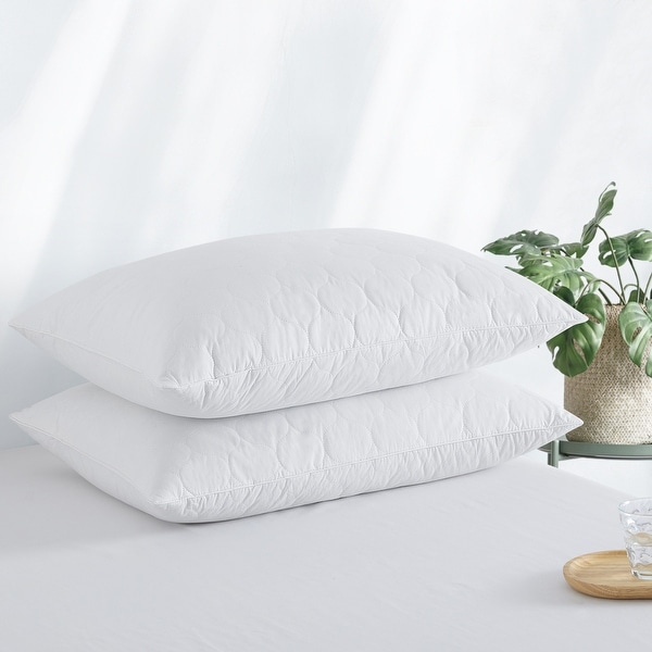 2 Pack Goose Feather Down Pillows with Quilted Cotton Cover White On Sale Bed Bath Beyond 34562427