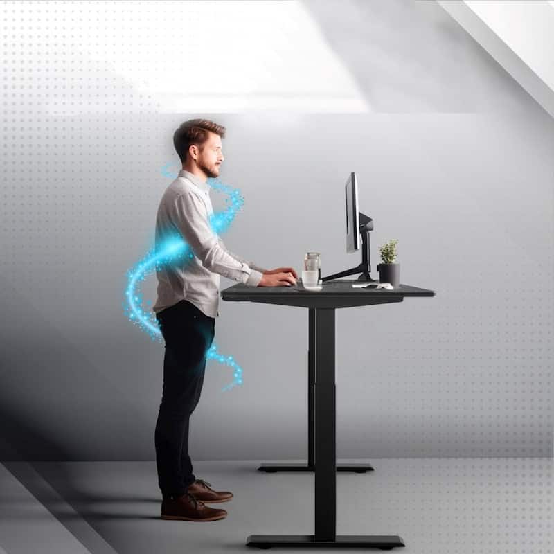 Rise Up Dual Motor Electric Standing Desk 48x30 1-pc Black Desktop