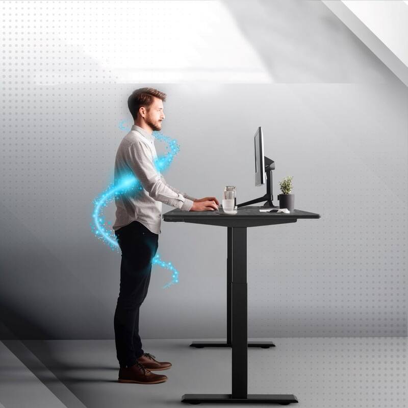 Rise Up Dual Motor Electric Standing Desk 60x30 1-pc Black Desktop
