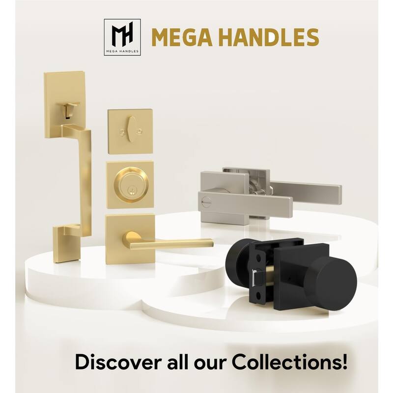 Mega Handles SUANA Square Privacy Door Knob with Lock | Reversible Keyless Door Knobs Interior for Hallway, Bathroom & Bedroom