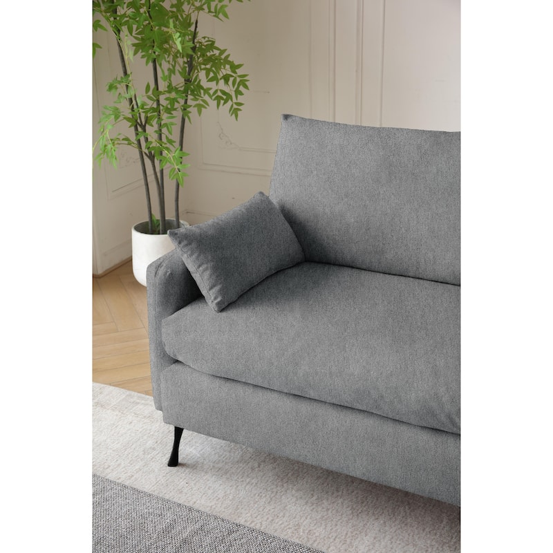 3-Seater Fabric Cloud Couch, Upholstered Sofa with 2 Armrest Pillows & 2 Toss Pillows, Loveseat Sofa with Storage Pockets