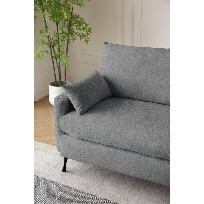 Deep 3-Seater Cloud Couch With 2 Armrest Pillows, Love Seat - Grey