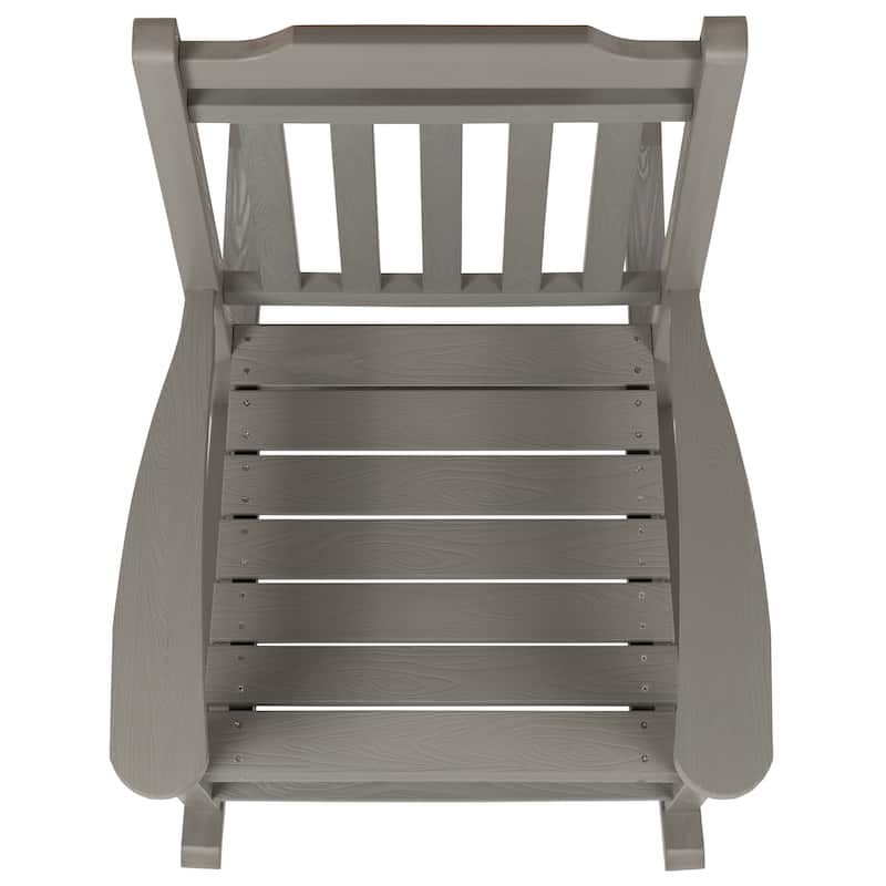 Set of 2 Indoor/Outdoor Poly Resin Rocking Chairs with Side Table - 25.625"W x 35"D x 42"H
