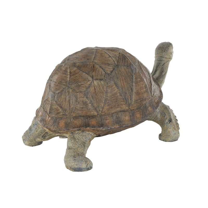 Resin Turtle Distressed Textured Garden Sculpture with Patterned Shell - Brown - Roche River Decor