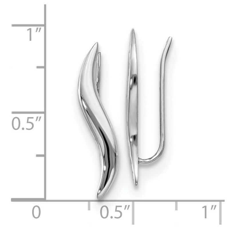 Curata 14k White Polished Fancy Ear Climber Earrings - 23x3mm