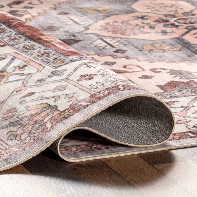 Nuloom Jenise SpinClean Traditional Medallion Machine Washable Area Rug