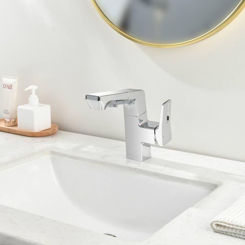 Smart LED Bathroom Faucet Chrome - Temperature Digital Display, Pull Down Sprayer for RV and Home Sinks