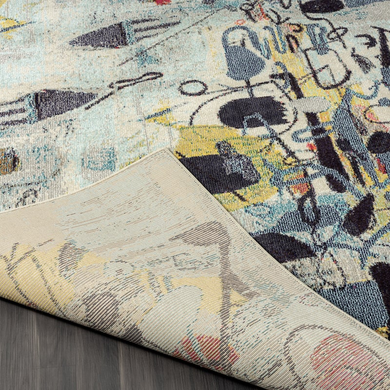 Katie Merz COLORWRKS Blues/Yellow/Multi Area Rug