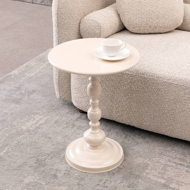 Vintage Metal Round Coffee Table Small Side Table Sofa Bedside Nightstand for Living Room Bedroom