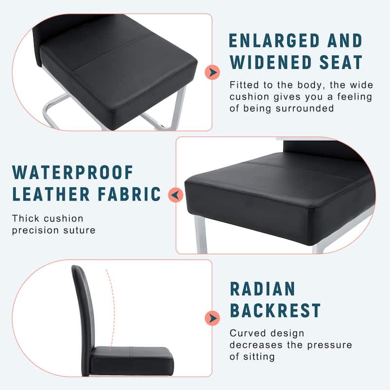 Set Of Four Thickened Pu Material Ergonomic Chairs