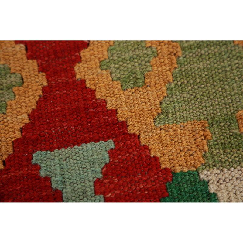Hand Woven Oriental 100% Wool Carpet Southwestern All-Over Multi-Colored Kilim Area Rug - 8' 4'' X 6' 4''