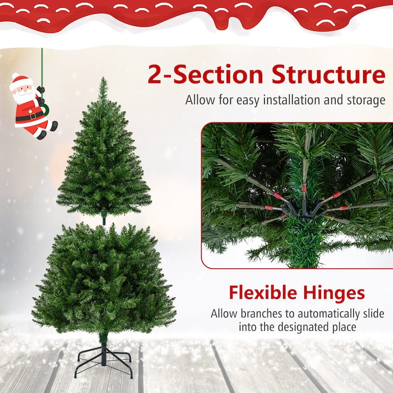 Gymax Artificial Christmas Tree w/990 Branch Tips 1000 Warm White LED