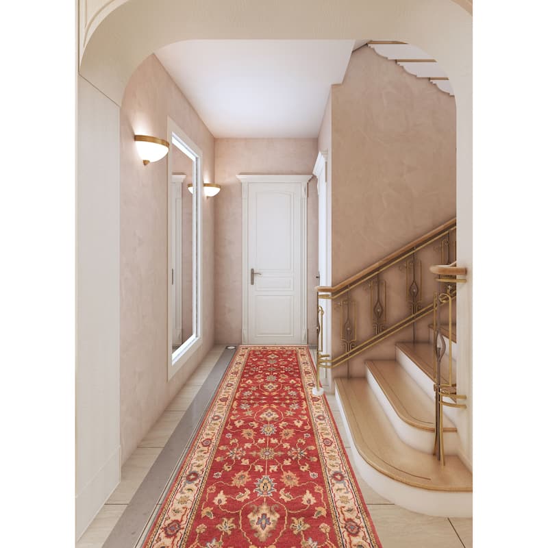 ECARPETGALLERY Hand-knotted Finest Oushak Red Wool Rug - 2'6 x 8'0