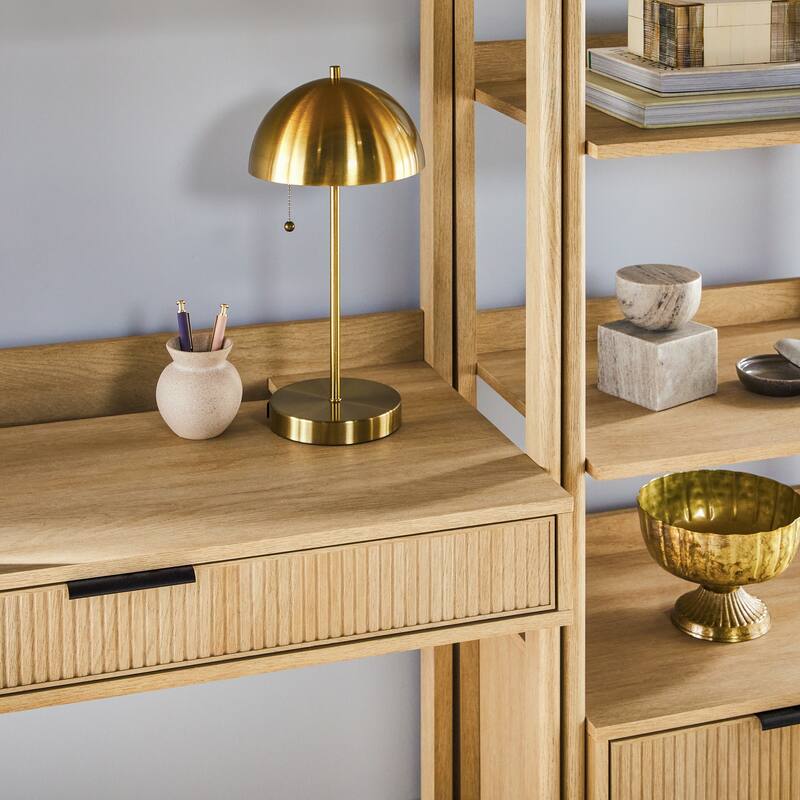 Walker Edison Hutch Desk with 2 Narrow Bookcases