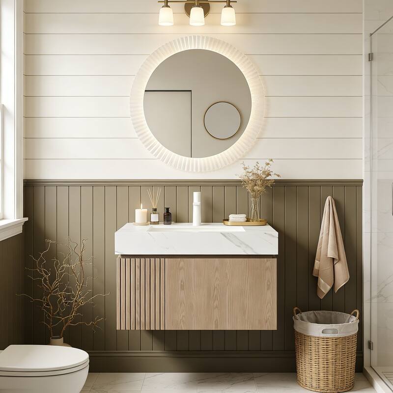 Floating Storage Bathroom Vanity with 1 Pre-drilled Faucet Hole