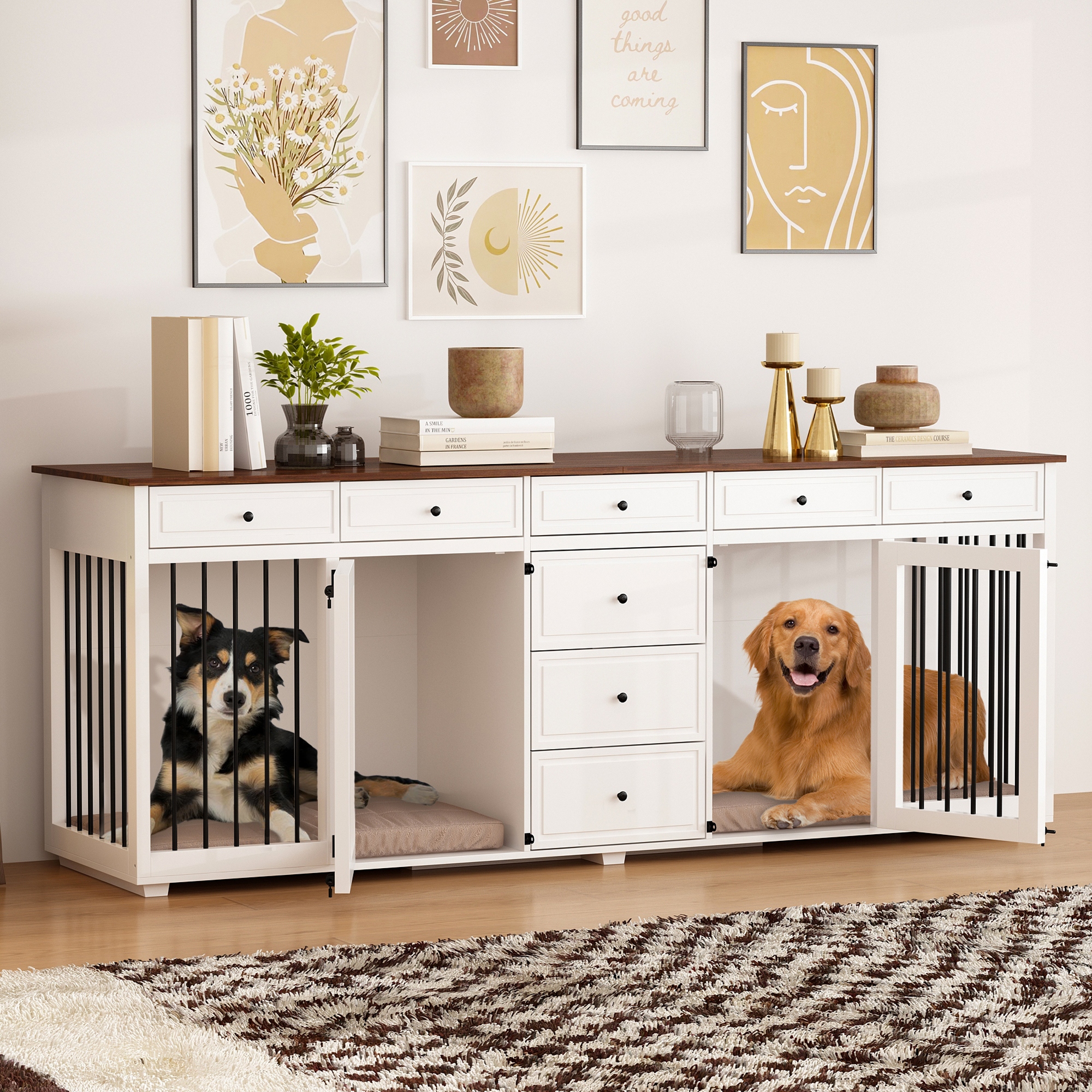 Dog crate buffet shop table