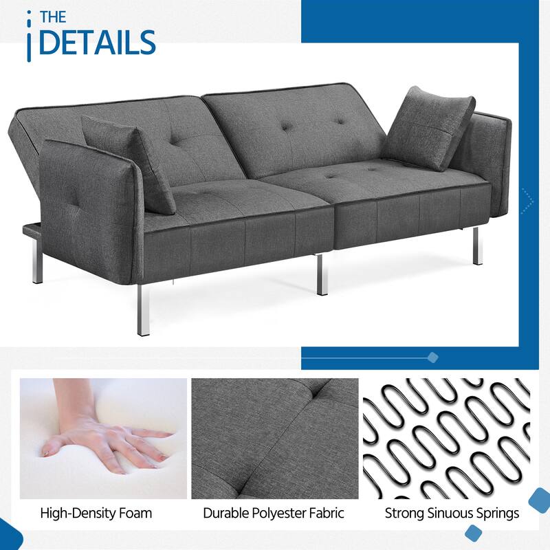 Yaheetech Convertible Sofa Bed Futon Fabric Sofa Bed