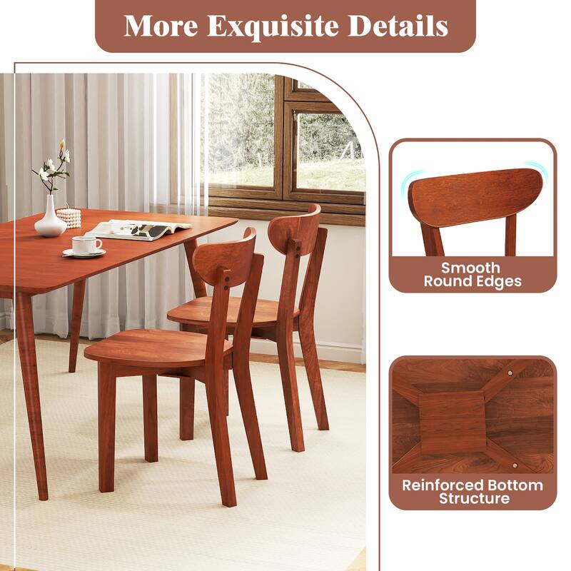 Gymax Solid Wood Dining Chair Set of 4 w/ Curved Backrest & Rubber