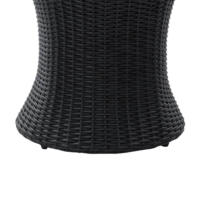 Christopher Knight Home - Modern Outdoor Wicker Side Table with 17.5" Round Acacia Wood Top