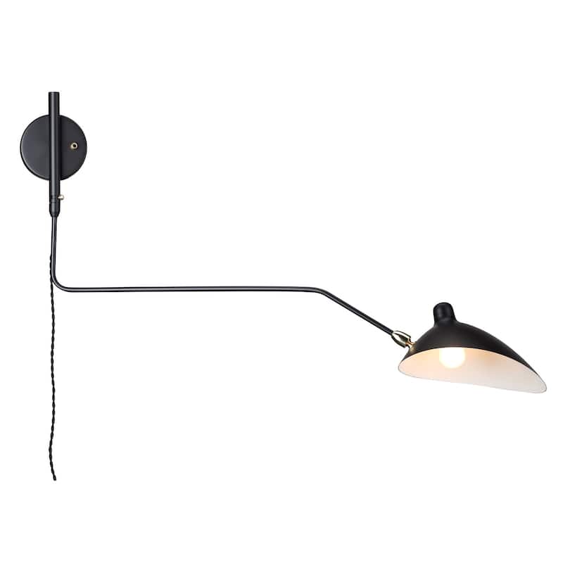 1-Light Matte Black Wall Sconce With A Black Aluminum Shade