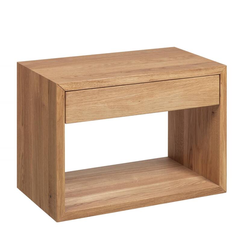 Nightstand set of 2 Floating Solid Oak Nightstand with a Drawer