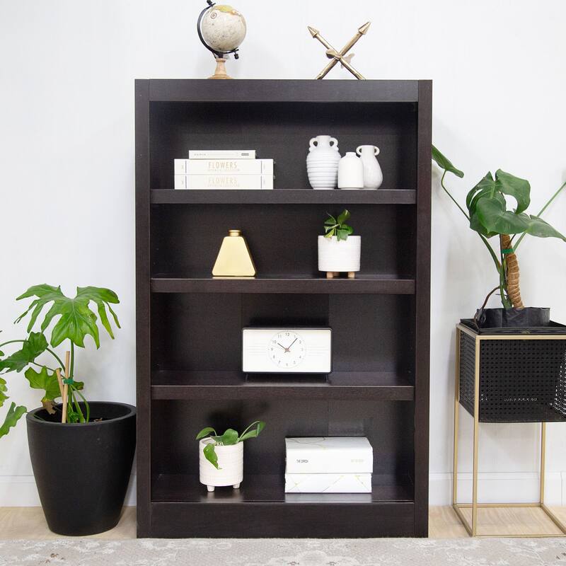 Concepts in Wood 4 Shelf Wood Bookcase, 48 inch Tall - Espresso