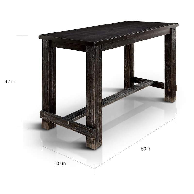 Vevo Rustic Black 60-inch Wide Solid Wood Bar Table by Furniture of America
