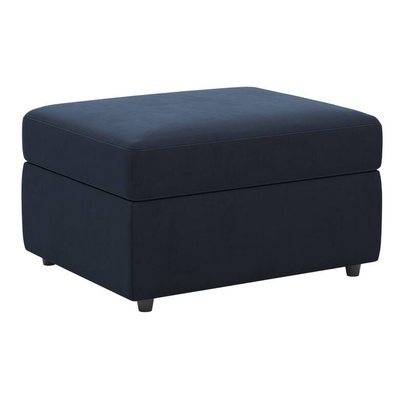 HomeRoots 30" Gray and Black Chenille Storage Ottoman