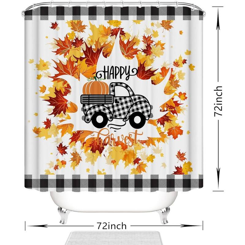 Fall Shower Curtain for Bathroom Autumn Pumpkin Car Decor Set Bathroom