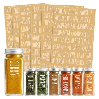 145x Clear Preprinted Label Stickers for Pantry Kitchen Spice Herb