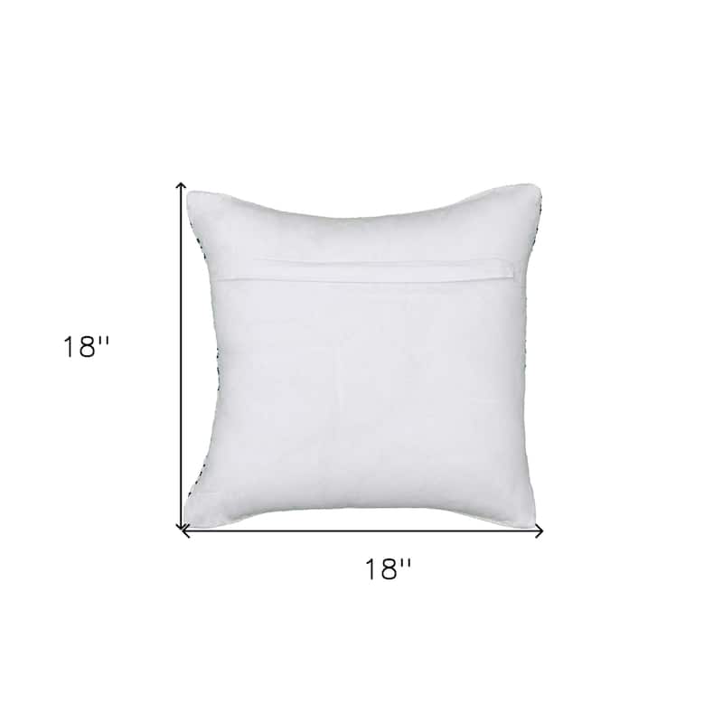 HomeRoots 18" X 18" Blue White And Gray 100% Cotton Chevron Zippered Pillow