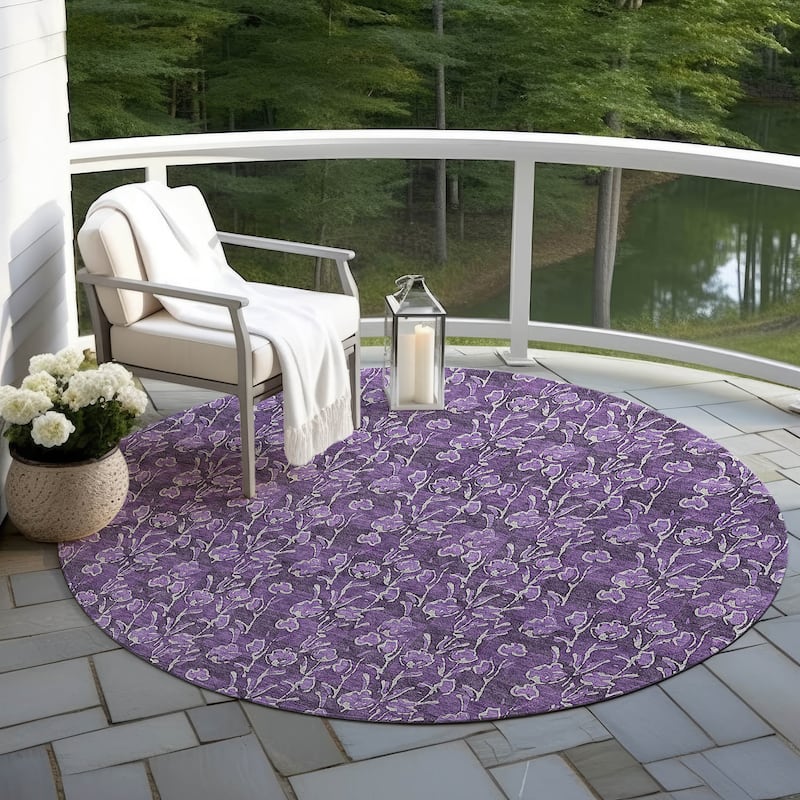 Machine Washable Indoor/ Outdoor Chantille Modern Floral Impressions Rug