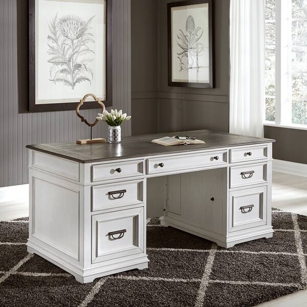 Allyson Park Wirebrushed White Charcoal Desk Bed Bath Beyond 28611570