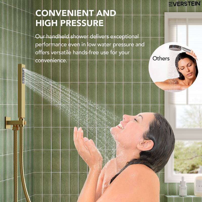 Pressure Balanced Shower Faucet System ,10" LED Shower Head with Handheld Spray