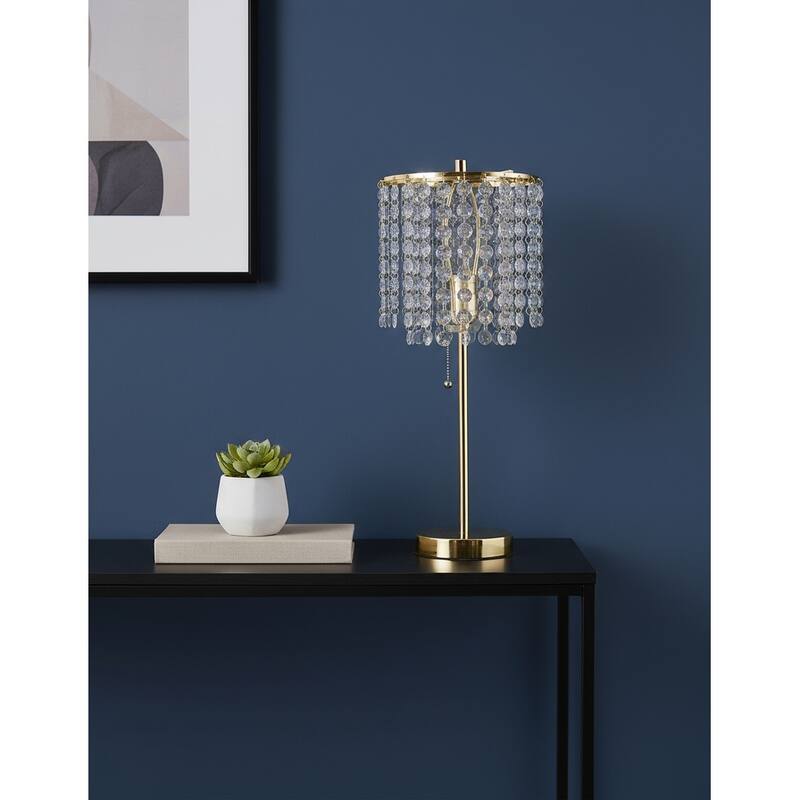 HomeRoots 20" Gold Metal Bedside Table Lamp With Clear Drum Shade - 8