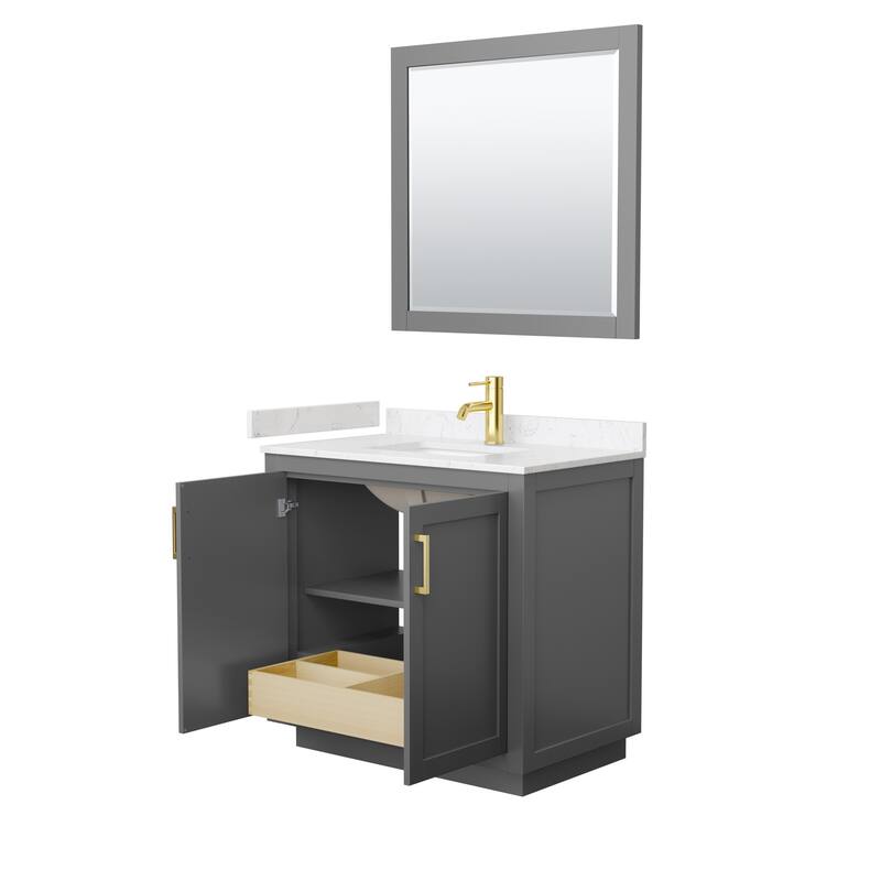 Miranda Single Vanity Set, Cultured Marble Top, 34-Inch Mirror