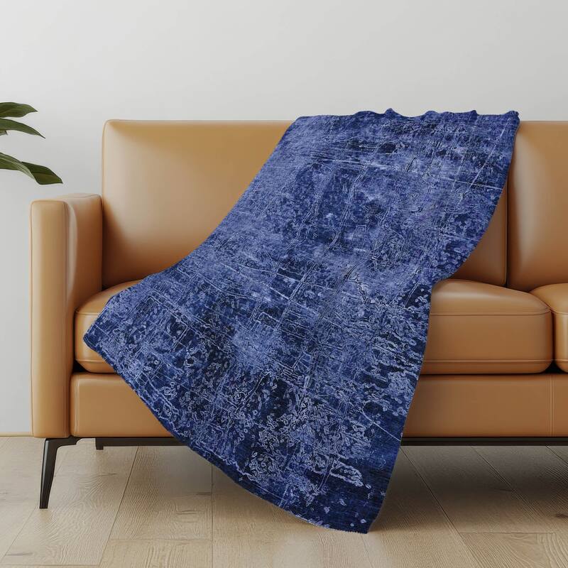 Premium Machine Washable Solid Imprints Sherpa Throw Blanket