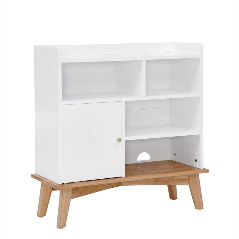 Colorblocking Storage Cabinet with Solid Wood Base