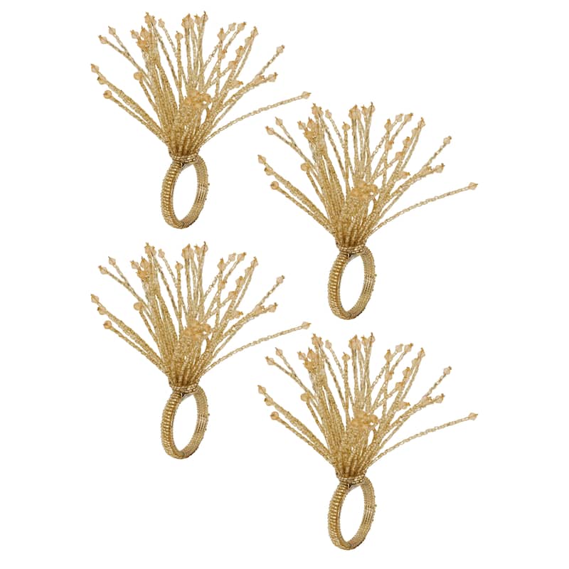 Napkin Rings With Beaded Burst Design (Set of 4)
