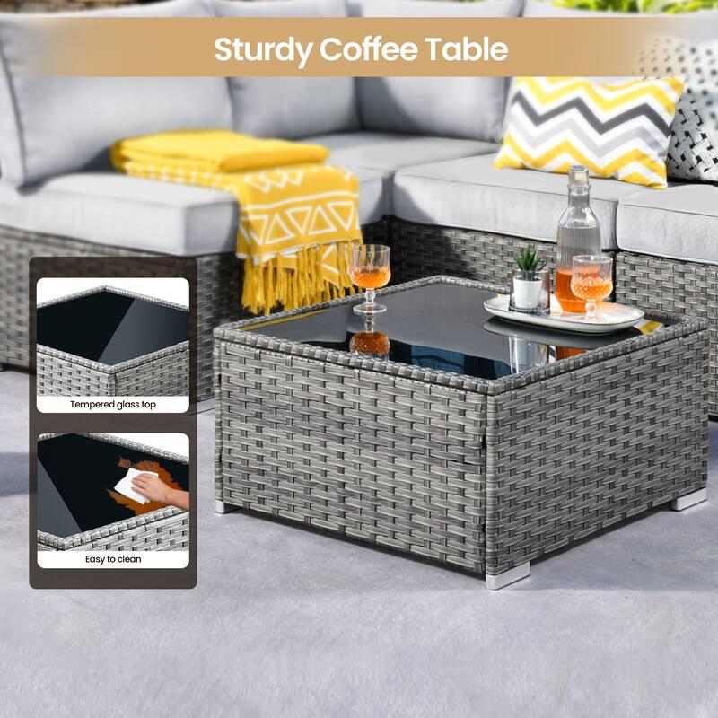 XIZZI 8-piece Patio Wicker Furniture Sectional Set with Firepit