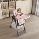 preview thumbnail 1 of 27, Portable Adjustable Baby High Chair, Infant Feeding Seat with Safety Belt, Silent Lockable Wheels & Easy-Clean, 0-6 Years
