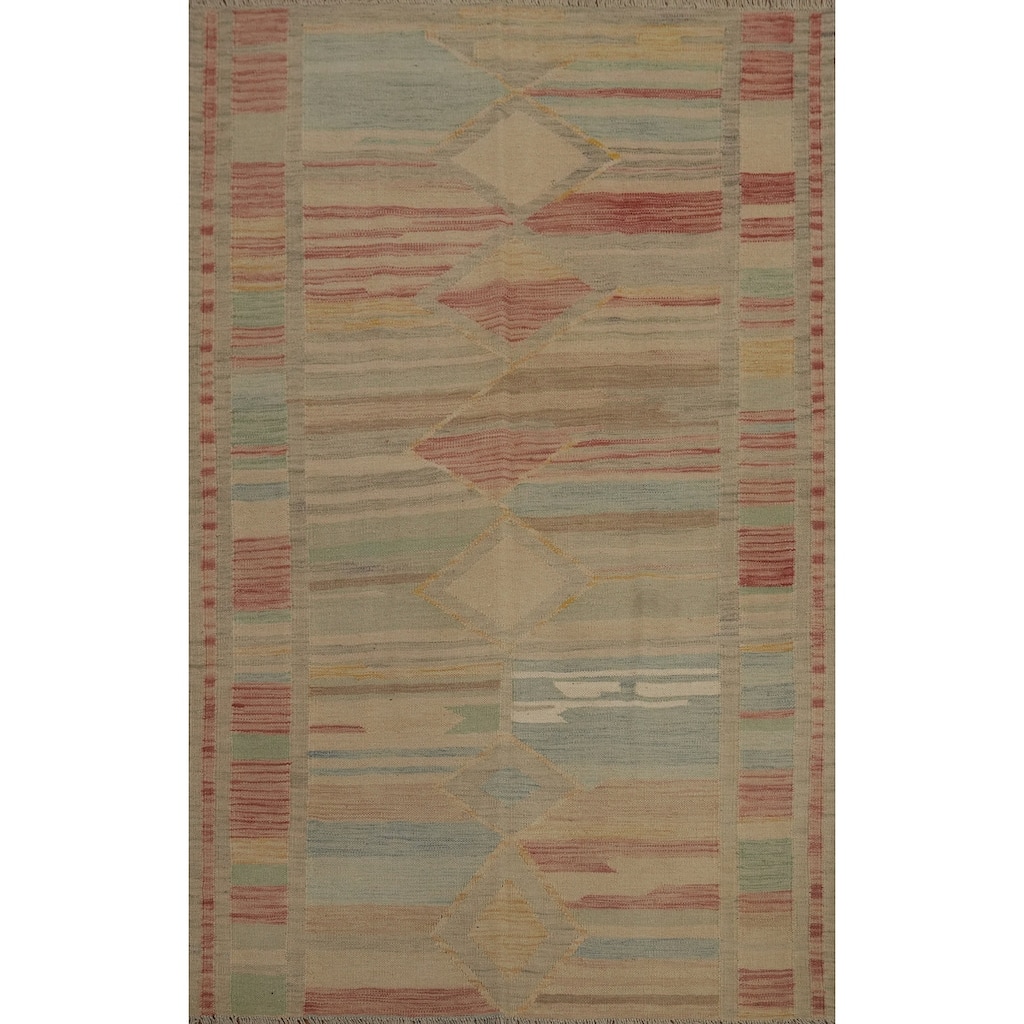 Hand Woven Southwestern Wool Brown Geometric Area Rug - 5' 11'' X 4' 2''