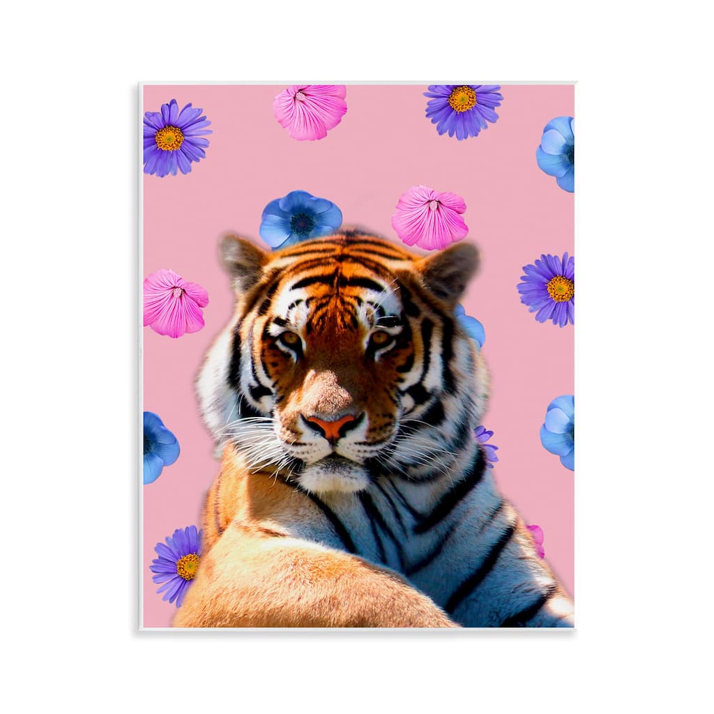 Stupell Floral Safari Tiger Wall Plaque Art Design By Marcus Prime