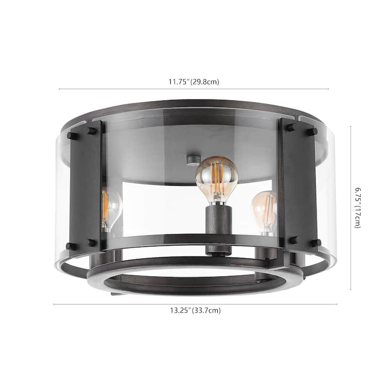 SAFAVIEH Lighting Ingeline Flush Mount - 14" W x 14" D x 7" H - Black/Chrome - 14Wx14Dx7H