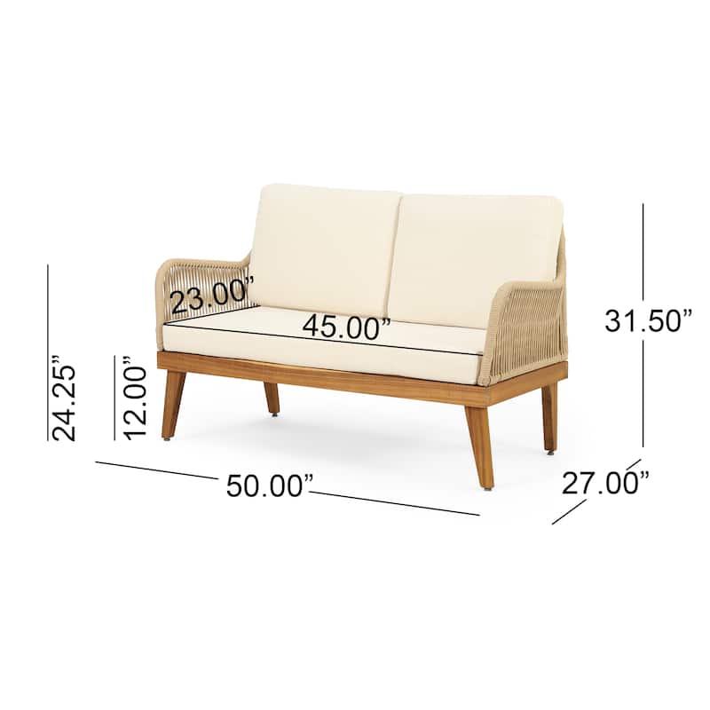 Annisa Outdoor Acacia Wood Chat Set by Christopher Knight Home
